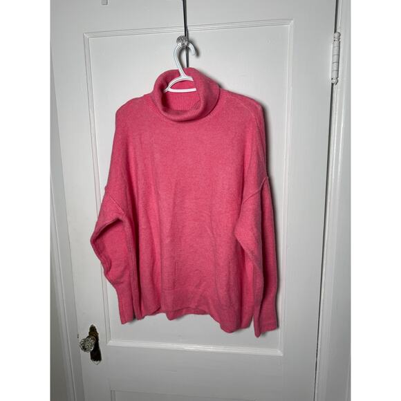 Vince Camuto Bright Pink Turtleneck Oversized Slouchy Sweater Women's Large - Picture 2 of 8